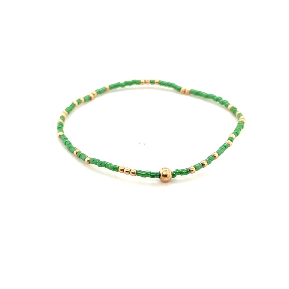 Enewton Hope Unwritten Green Seed Bead 14kt Gold Filled Stretch Bracelet